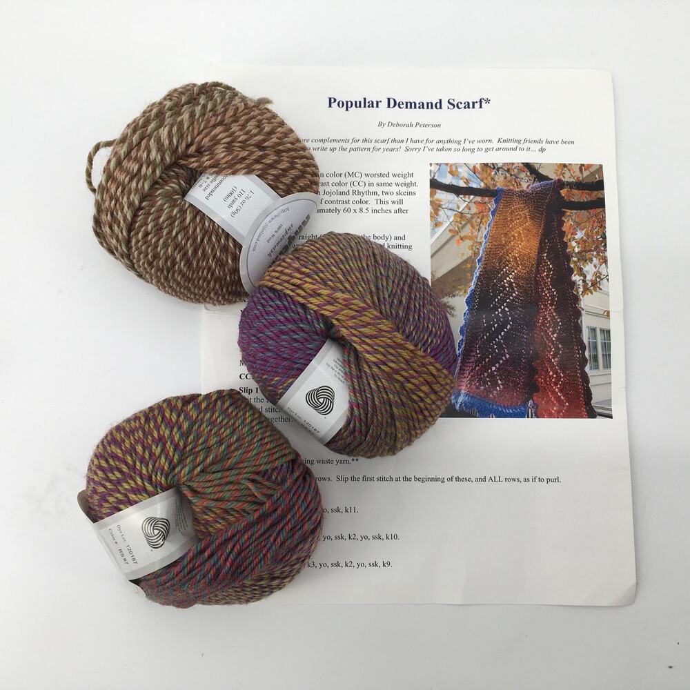 Popular Demand Scarf Knitting Kit Jojoland 100% wool superwash yarn Variegated